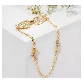 Брошь "Очки солнцезащитные" имидж, цвет белый в золоте