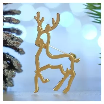 Брошь "Олень" контур, цвет золото