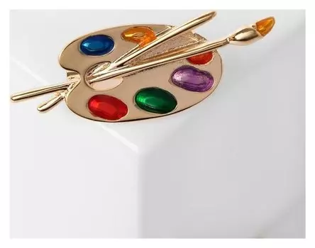 Брошь "Палитра" художника, цветная в золоте