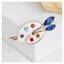 Брошь "Палитра" с кистями, цветная в золоте