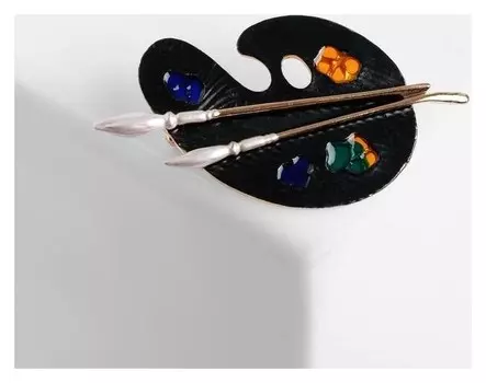 Брошь "Палитра" с кистями, цветная в золоте