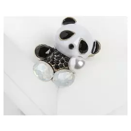 Брошь "Пандочка", цвет чёрно-белый в золоте