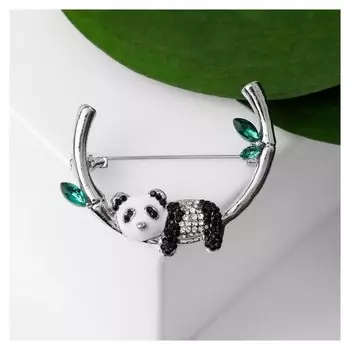 Брошь "Пандочка" сонная, цветная в серебре