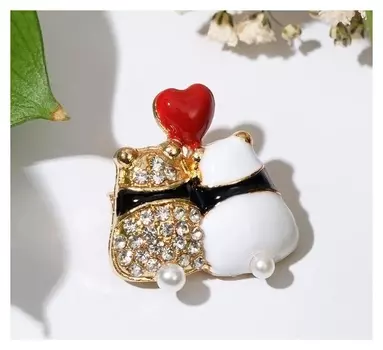 Брошь "Пандочки", цветная в золоте