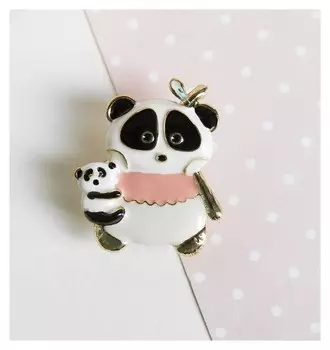 Брошь "Панды", цветная в золоте