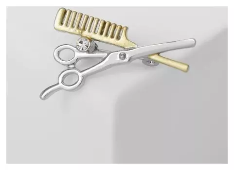 Брошь "Парикмахер", цвет золотистый в серебре