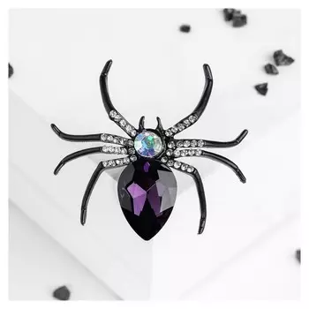 Брошь "Паук", цвет чёрно-фиолетовый