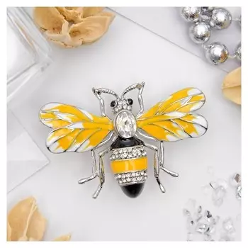 Брошь "Пчела" медуница, цветная в серебре