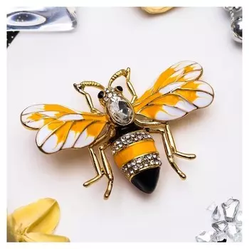 Брошь "Пчела" медуница, цветная в золоте
