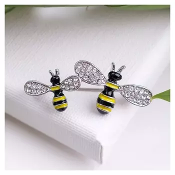 Брошь "Пчёлки", цветная в серебре