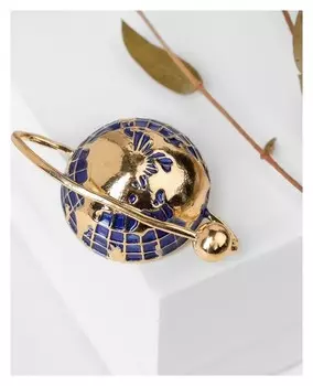 Брошь "Планета земля", цвет синий в золоте