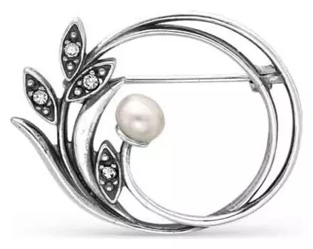 Брошь посеребрение с оксидированием "Абстракция"