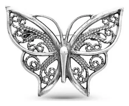 Брошь посеребрение с оксидированием "Бабочка" резная