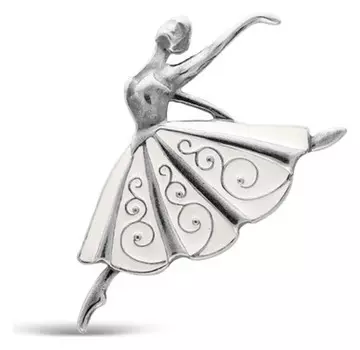 Брошь посеребрение с оксидированием "Балерина"