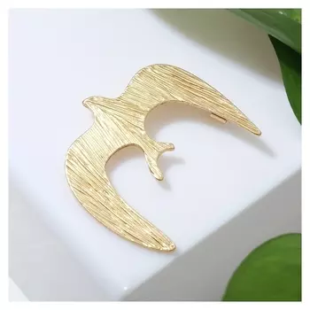 Брошь "Птица-бумеранг", цвет матовое золото