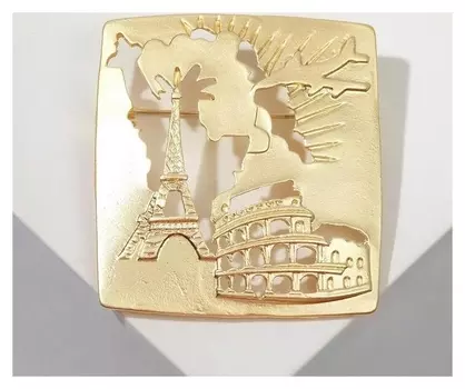 Брошь "Путешествие", цвет матовое золото