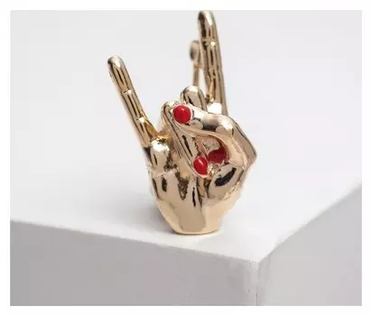 Брошь "Рок", цвет красный в золоте