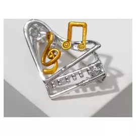 Брошь "Рояль", цвет серебристо-золотой