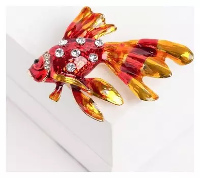 Брошь Рыбка, цвет красно-золотой