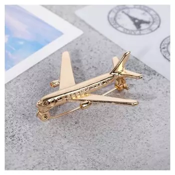 Брошь "Самолёт" цвет золотой