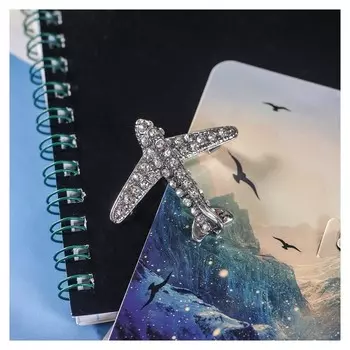 Брошь "Самолёт" покоритель вершин, цвет белый в серебре