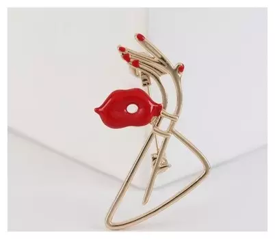 Брошь "Силуэт", цвет красный в золоте