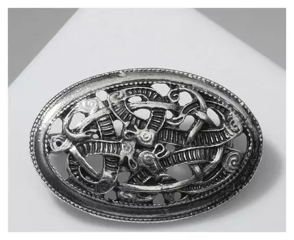 Брошь "Скандинавия" змей, цвет чернёное серебро