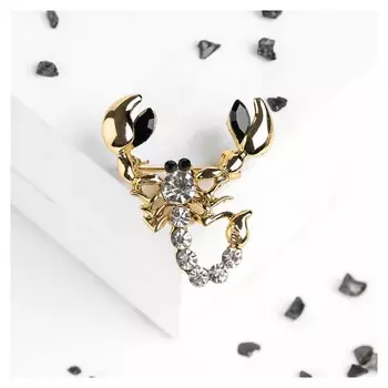 Брошь "Скорпион", цвет бело-чёрный в золоте