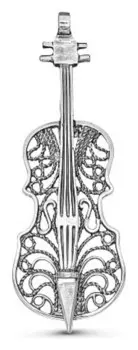 Брошь "Скрипка" посеребрение с оксидированием