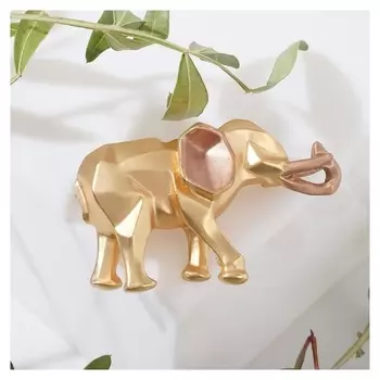 Брошь "Слон" геометрия, цвет матового золота