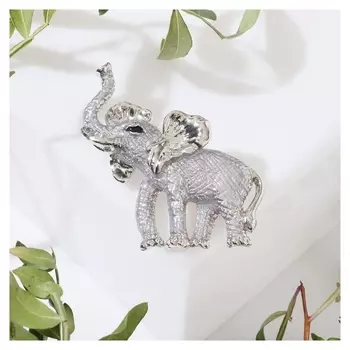 Брошь "Слон" крупный, цвет серебристый