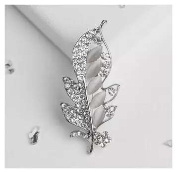 Брошь "Соло" веточка, цветная в серебре