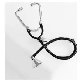 Брошь "Стетоскоп", цвет чёрный в серебре