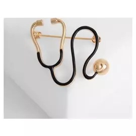 Брошь "Стетоскоп" изогнутый, цвет чёрный