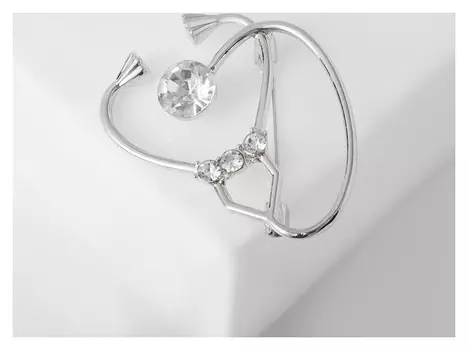 Брошь "Стетоскоп" крупный, цвет белый в серебре