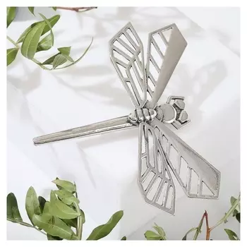 Брошь "Стрекоза" геометрия, цвет серебро