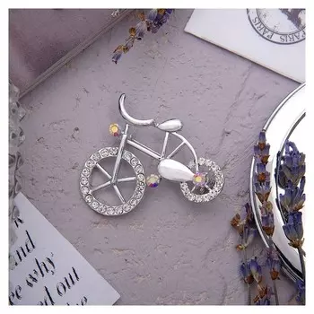 Брошь "Велосипед", цвет радужный в серебре