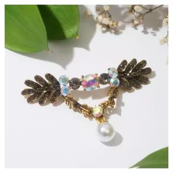 Брошь "Венец", цвет коричневый в чернёном золоте