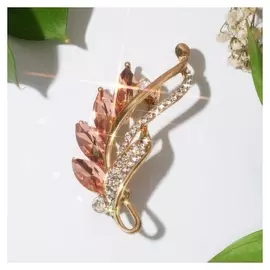 Брошь "Веточка" с петлёй, цвет бело-золотой в золоте