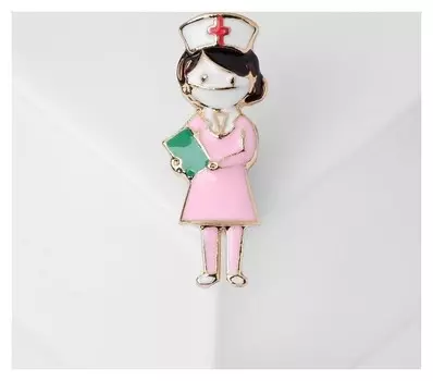 Брошь "Врач", цветная в золоте