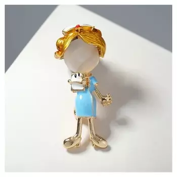 Брошь "Врач" девушка, цветная в золоте