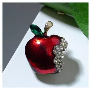 Брошь "Яблоко", цветная в чернёном кофейном золоте