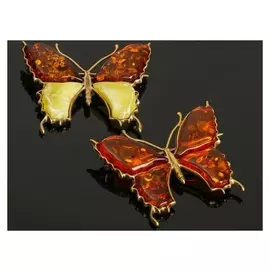 Брошь "Янтарь" бабочка большая