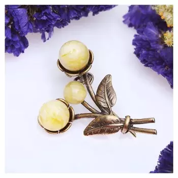 Брошь "Янтарь" букетик