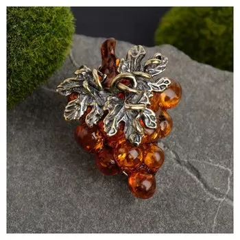 Брошь "Янтарь" лоза, цвет коричневый в бронзе
