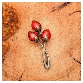 Брошь "Янтарь" веточка, цвет коньячный