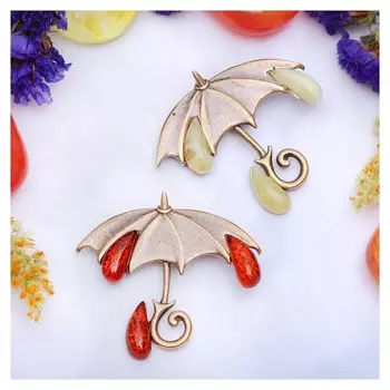 Брошь "Янтарь" зонтик, в бронзе