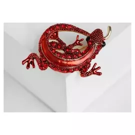 Брошь "Ящер", цвет бордовый в золоте