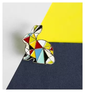 Брошь "Заяц", цветная в золоте