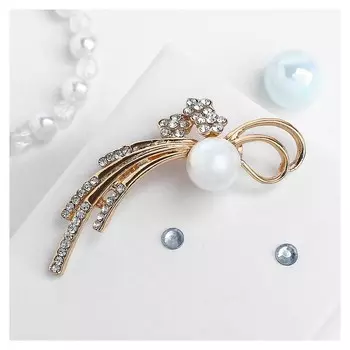 Брошь "Завиток" сияние, цвет белый в золоте